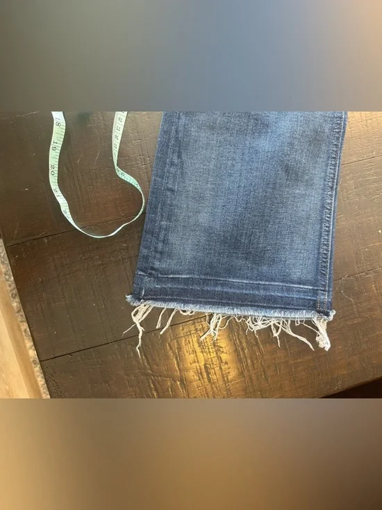 J. Crew Women's Dark Blue Cropped Raw-Hem Jeans Size 32 - Picture 7 of 9